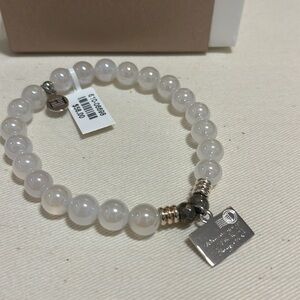 Peter & Co.- love letter sterling charm, real agate bead bracelet TJ102621 NWT